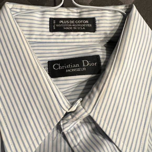 CHRISTIAN DIOR MONSIEUR PLUS DE COTTON DRESS SHIRT 15 32-33 - Picture 2 of 3
